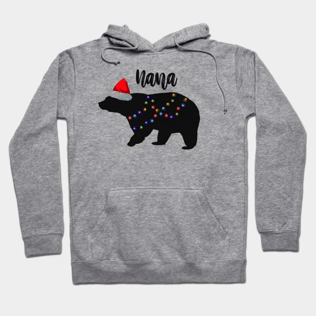 Nana Bear TShirt Christmas Pajamas Matching Santa Hat Lights Hoodie by adrinalanmaji